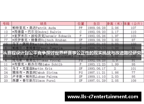 从赛程设计到公平竞争探讨世界杯赛事公正性的现实挑战与改进路径研究